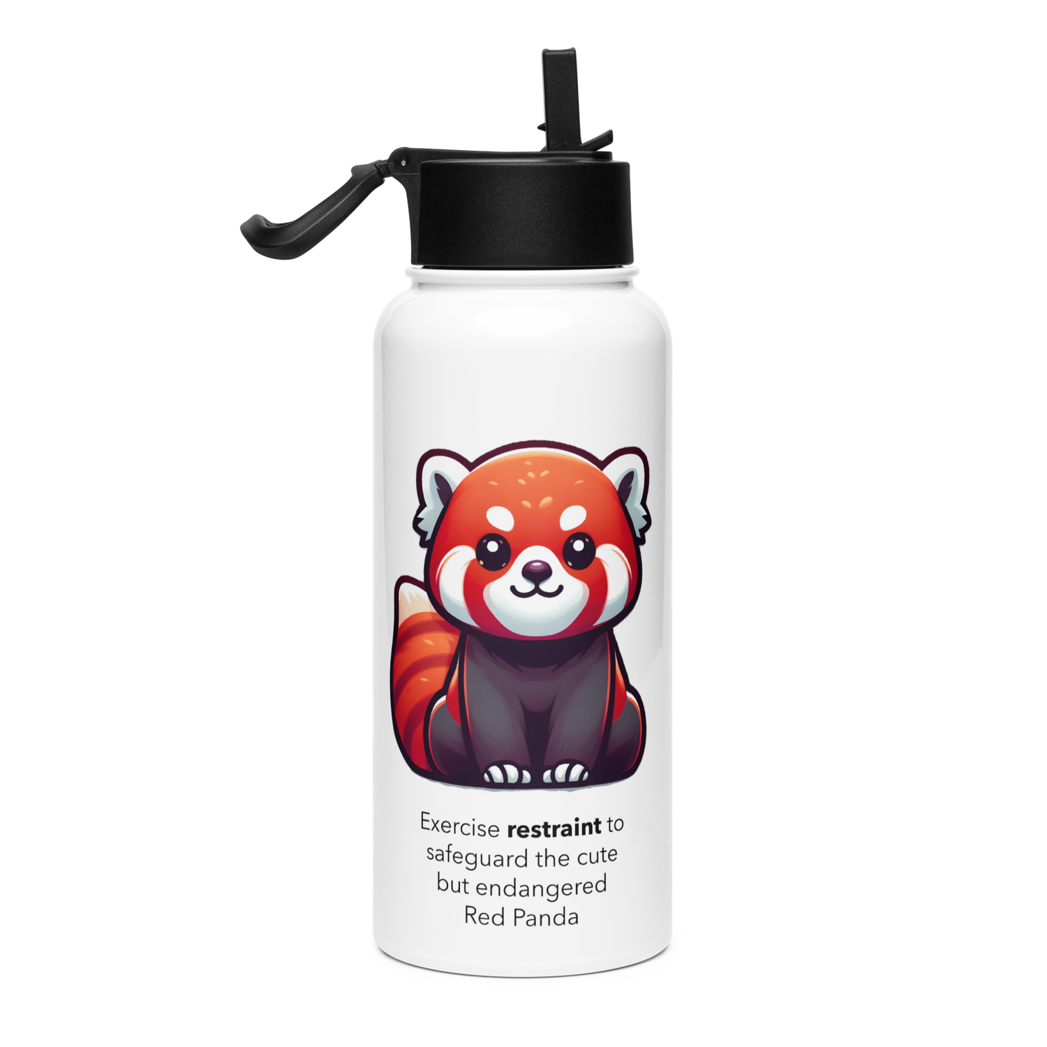 Red Panda Stainless Steel Water Bottle
