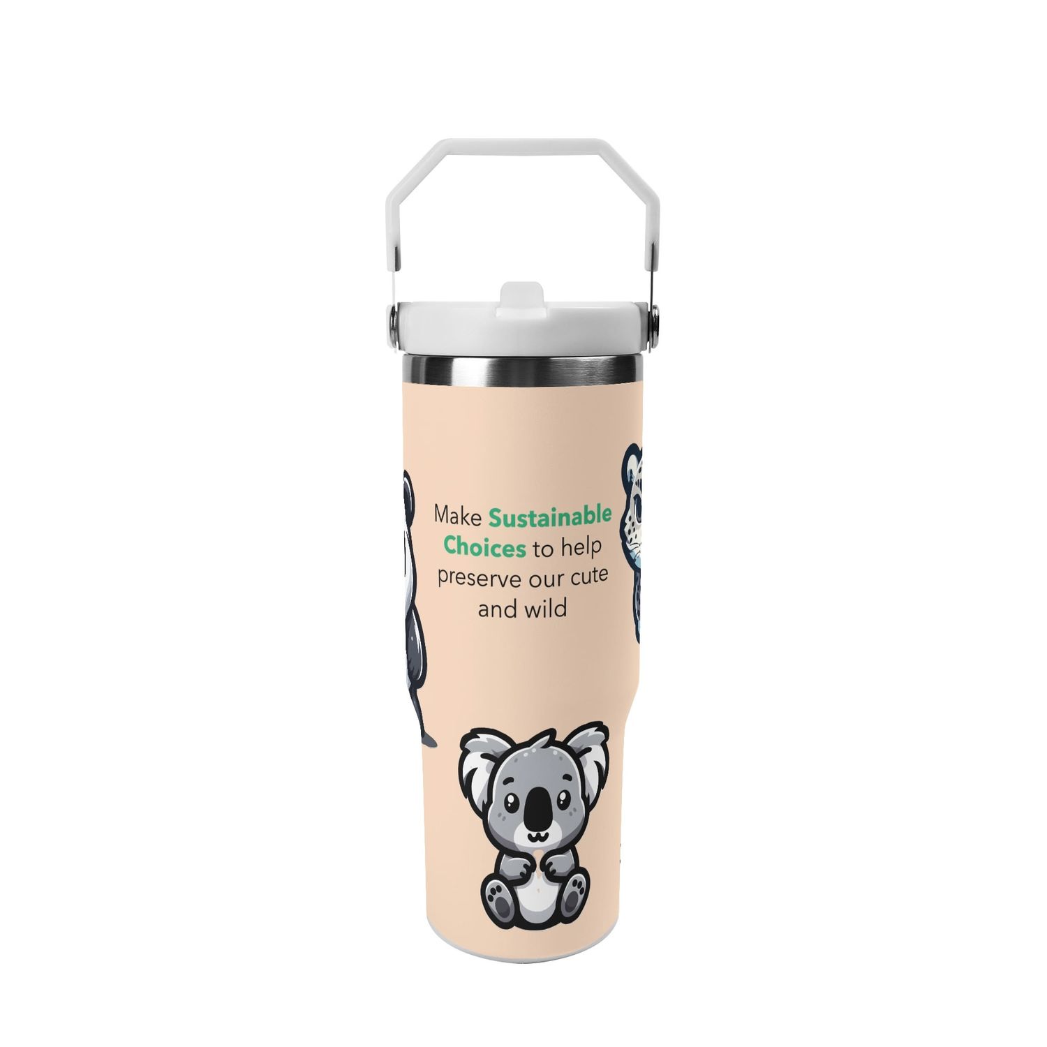 Make sustainable choices tumbler - compatible with car cup holders (Peach Puff)