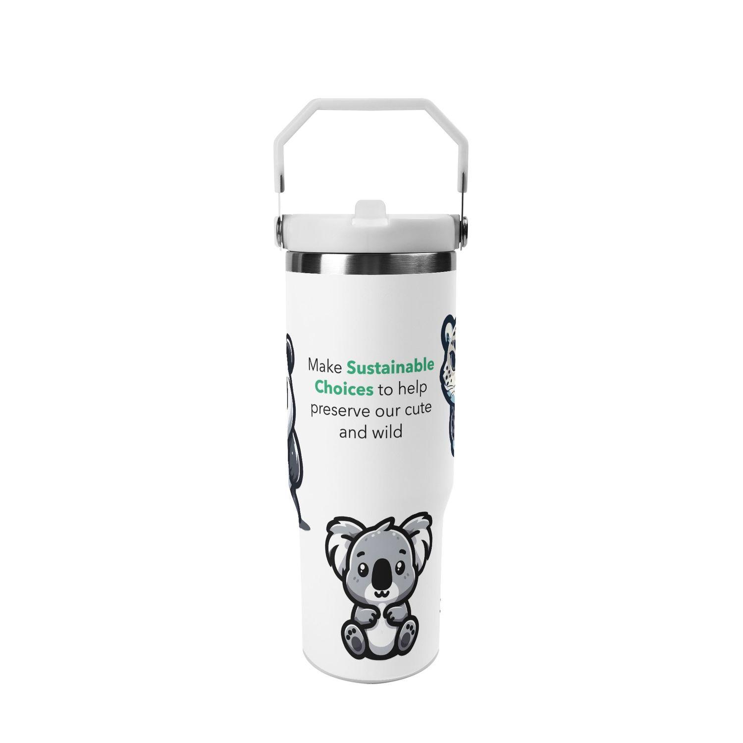 Make sustainable choices tumbler - compatible with car cup holders (white)