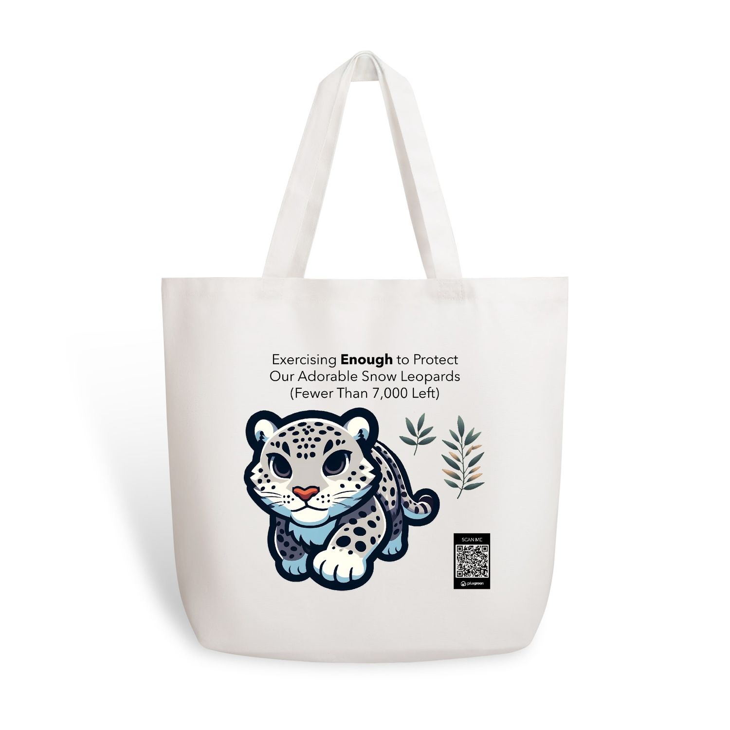 Snow Leopard Cotton Tote Bag