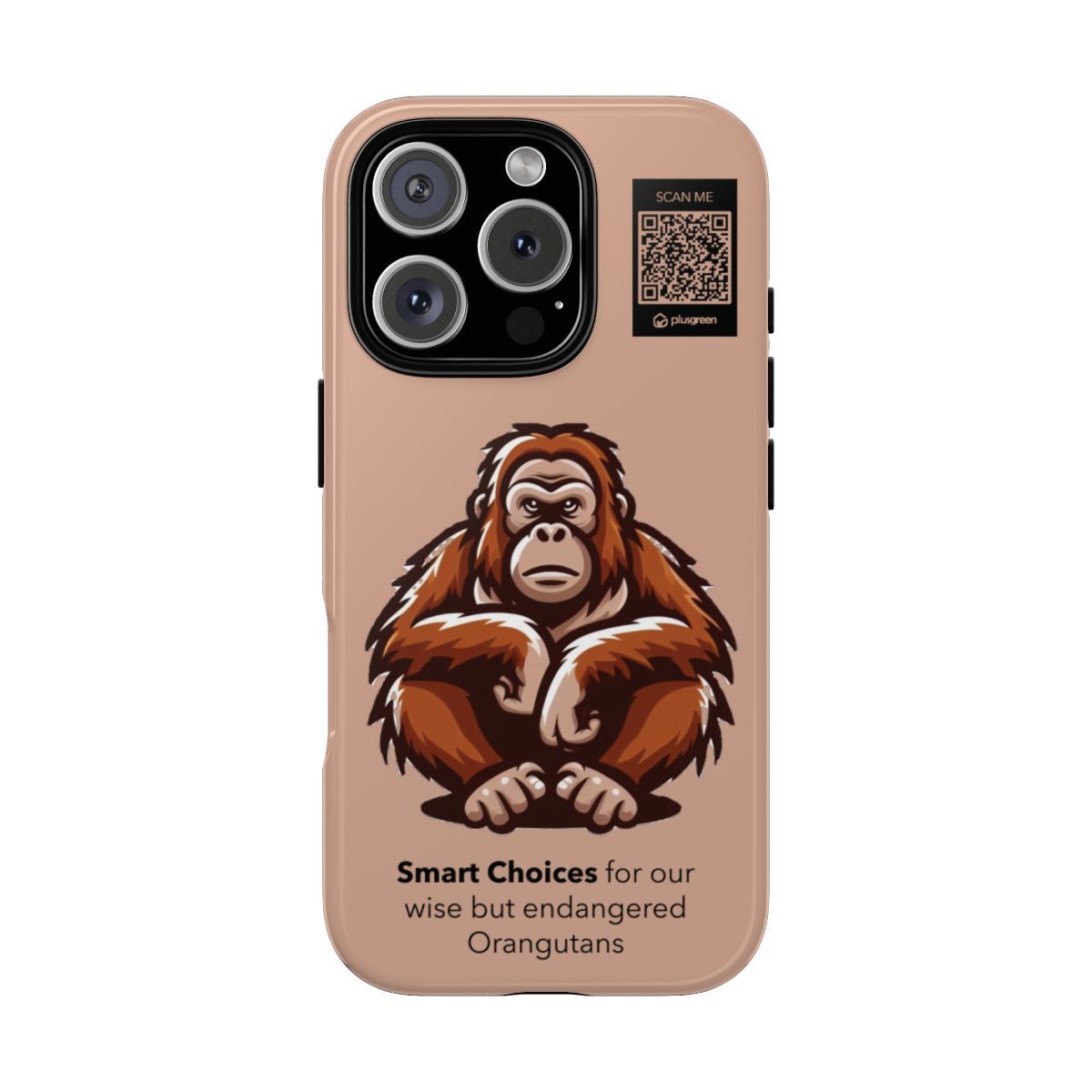 Orangutan Phone Case (Tough, Pale Taupe), Finishes: Glossy, Phone models: iPhone 16 Pro