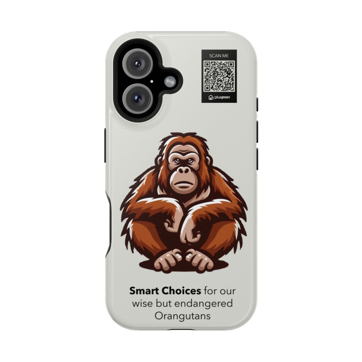 Orangutan Phone Case - MagSafe® compatible (Tough, Moon Mist), Surfaces: Glossy, Phone models: iPhone 16