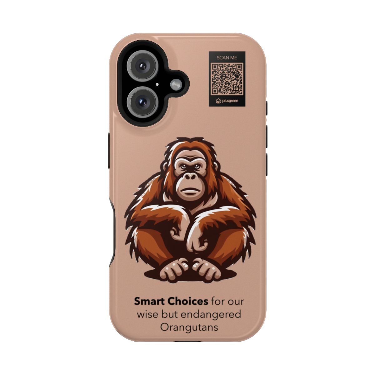 Orangutan Phone Case - MagSafe® compatible (Tough, Pale Taupe), Surfaces: Glossy, Phone models: iPhone 16