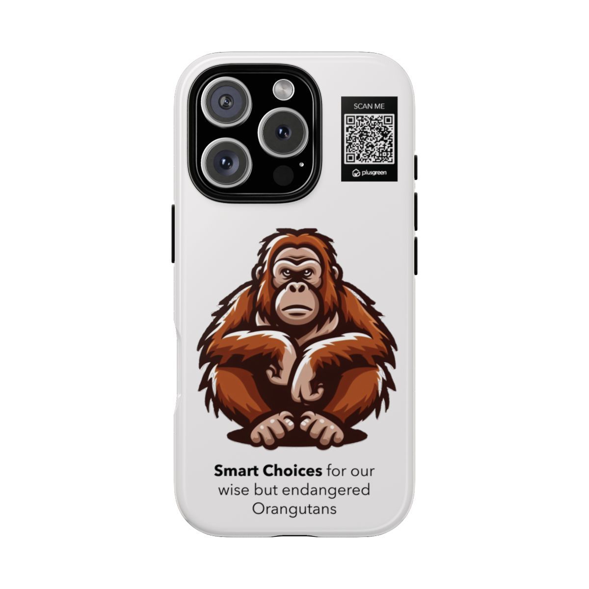 Orangutan Phone Case (Tough, Snow), Finishes: Glossy, Phone models: iPhone 16 Pro