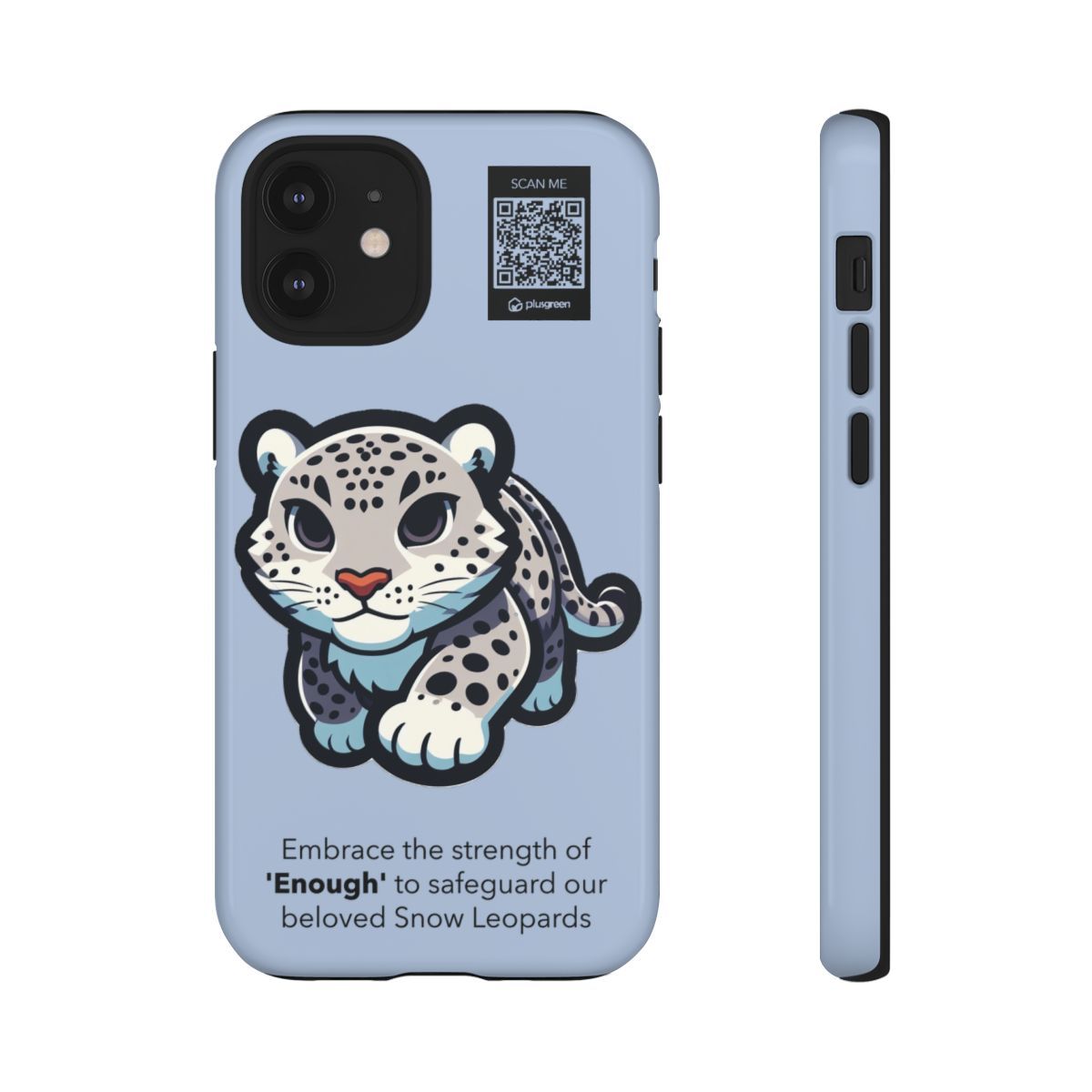 Snow Leopard Phone Case (Tough, Light Steel Blue)