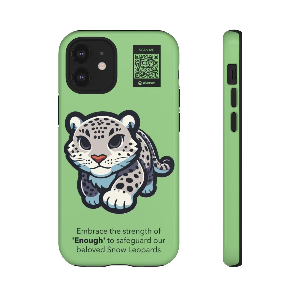Snow Leopard Phone Case (Tough, Light Green)