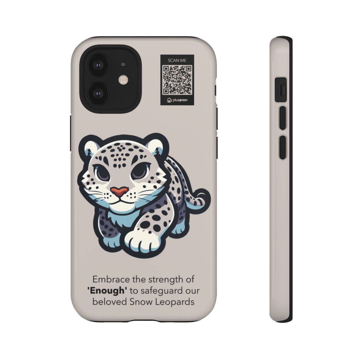 Snow Leopard Phone Case (Tough, Pale Gray)