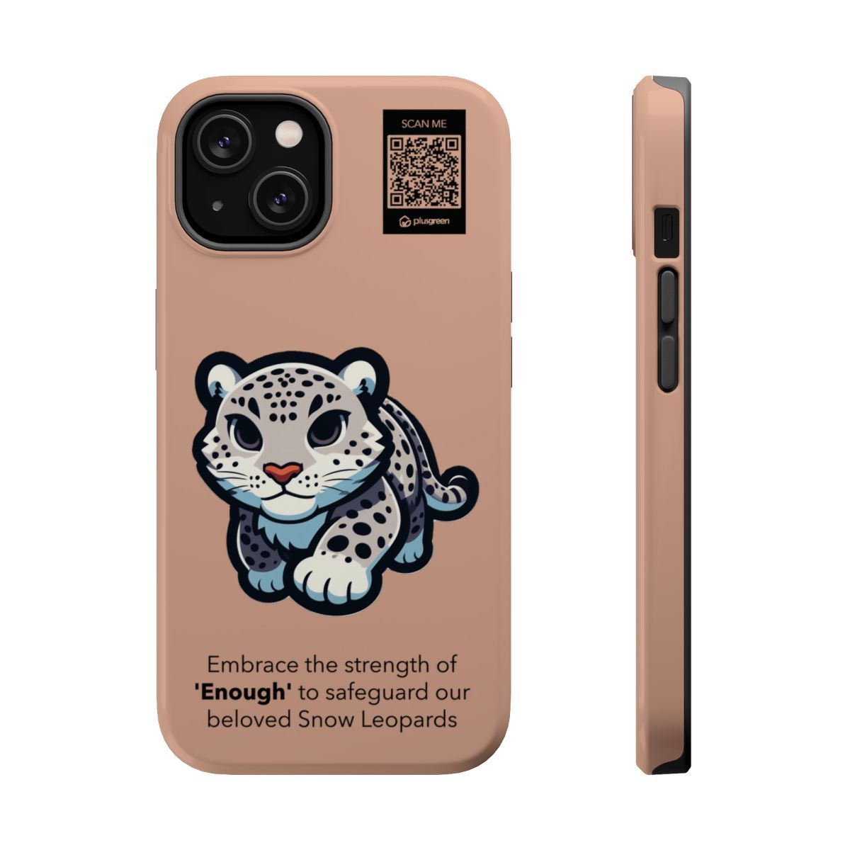 Snow Leopard Phone Case - MagSafe® compatible (Tough, Pale Taupe)