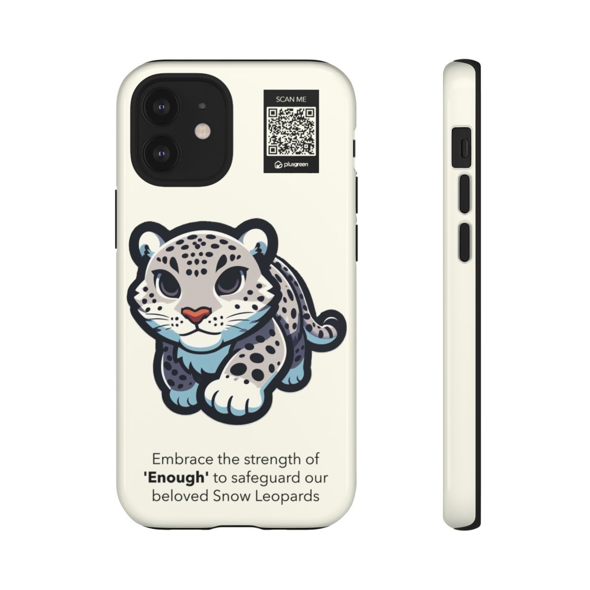 Snow Leopard Phone Case (Tough, Light Cream)