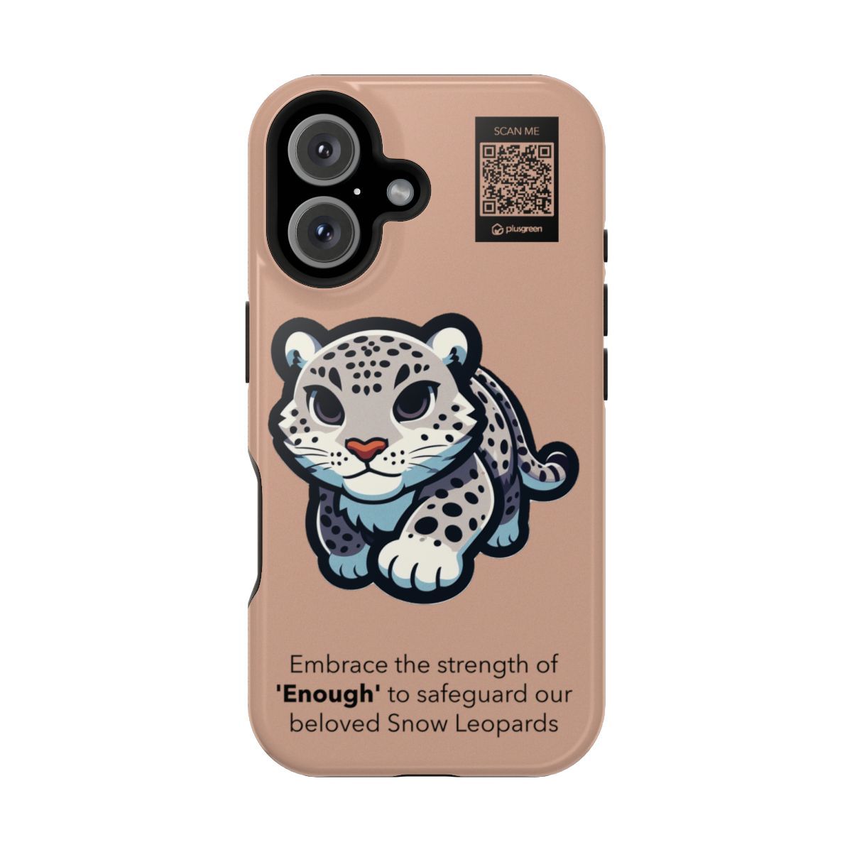 Snow Leopard Phone Case - MagSafe® compatible (Tough, Pale Taupe), Surfaces: Glossy, Phone models: iPhone 16