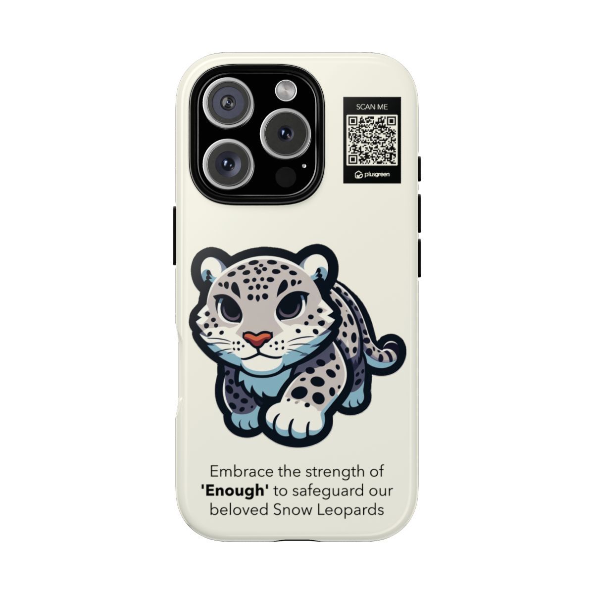 Snow Leopard Phone Case (Tough, Light Cream), Finishes: Glossy, Phone models: iPhone 16 Pro
