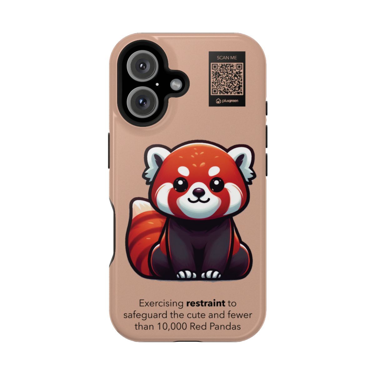 Red Panda Phone Case - MagSafe® compatible (Tough, Pale Taupe), Surfaces: Glossy, Phone models: iPhone 16