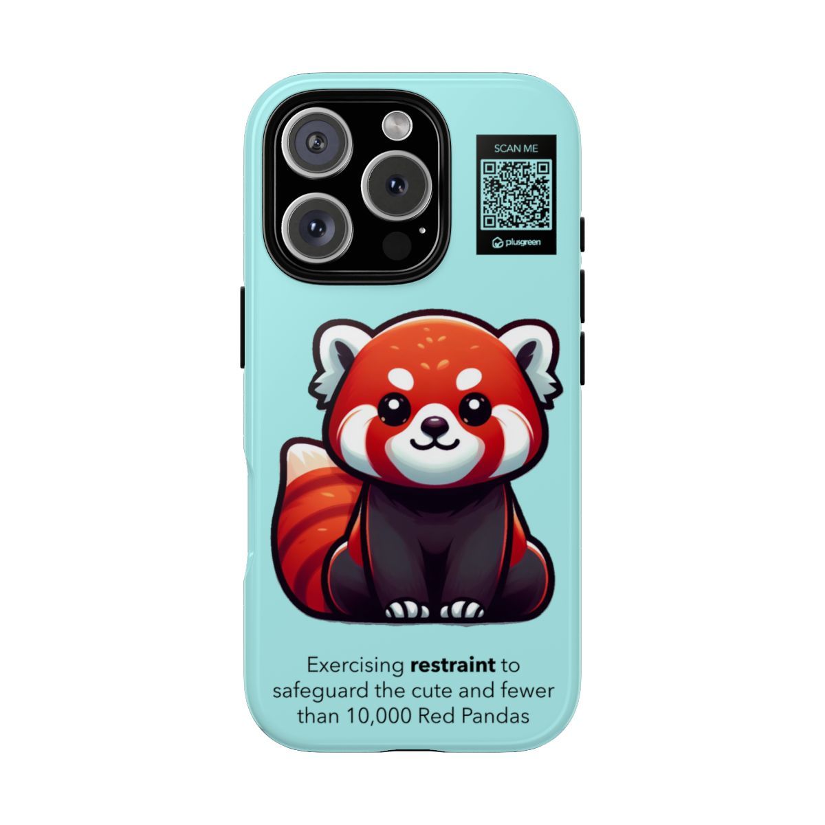 Red Panda Phone Case (Tough, Teal), Finishes: Glossy, Phone models: iPhone 16 Pro