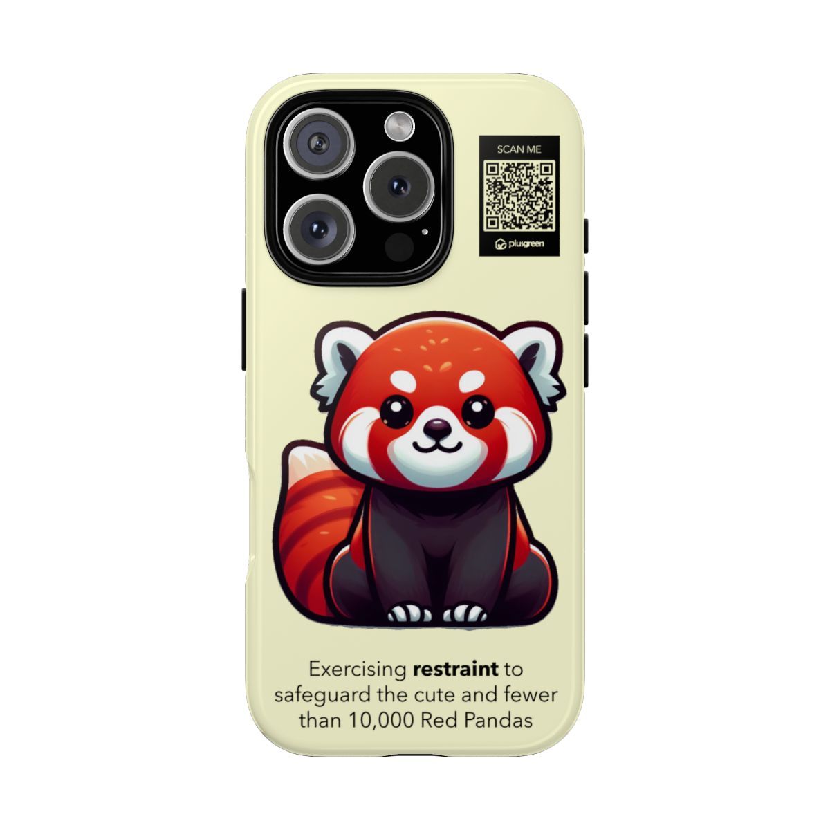 Red Panda Phone Case (Tough, LightGoldenrodYellow), Finishes: Glossy, Phone models: iPhone 16 Pro