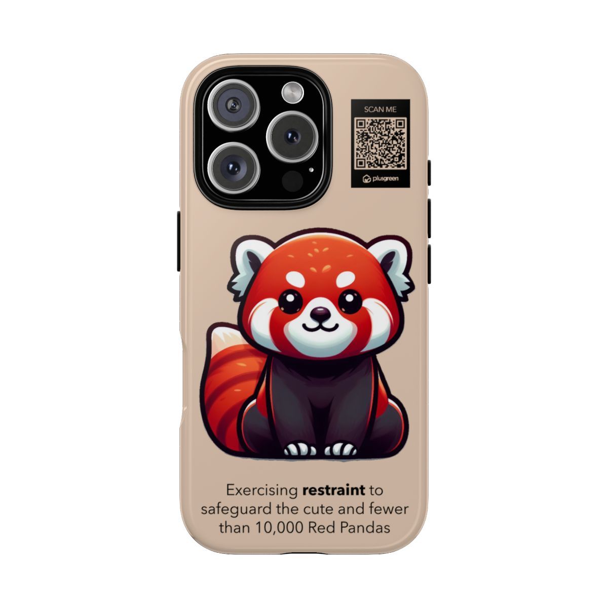 Red Panda Phone Case (Tough, Dessert Sand), Finishes: Glossy, Phone models: iPhone 16 Pro