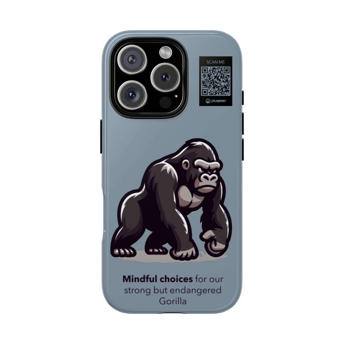 Gorilla Phone Case (Tough, Grayish Blue), Finishes: Glossy, Phone models: iPhone 16 Pro