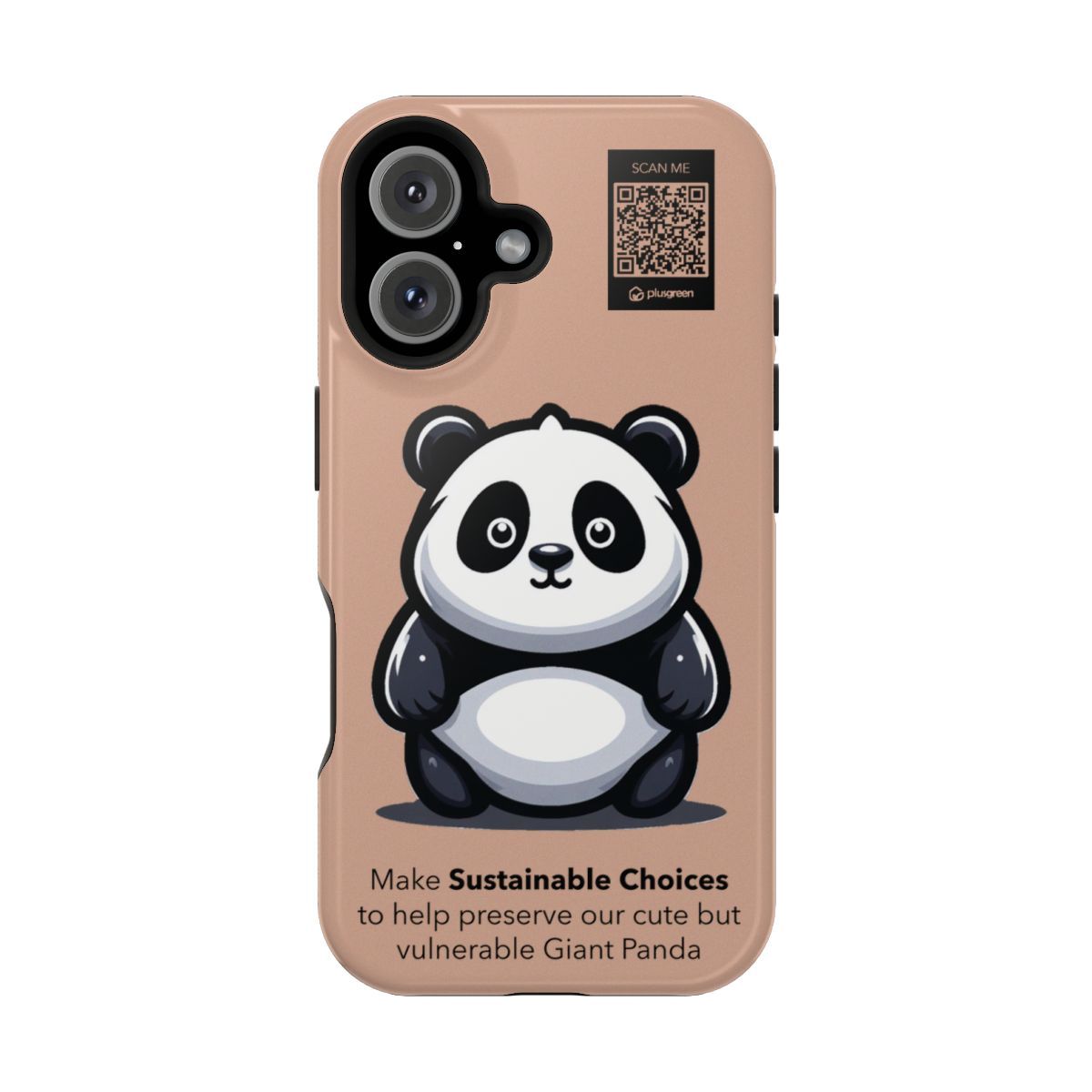 Giant Panda Phone Case - MagSafe® compatible (Tough, Pale Taupe), Surfaces: Glossy, Phone models: iPhone 16