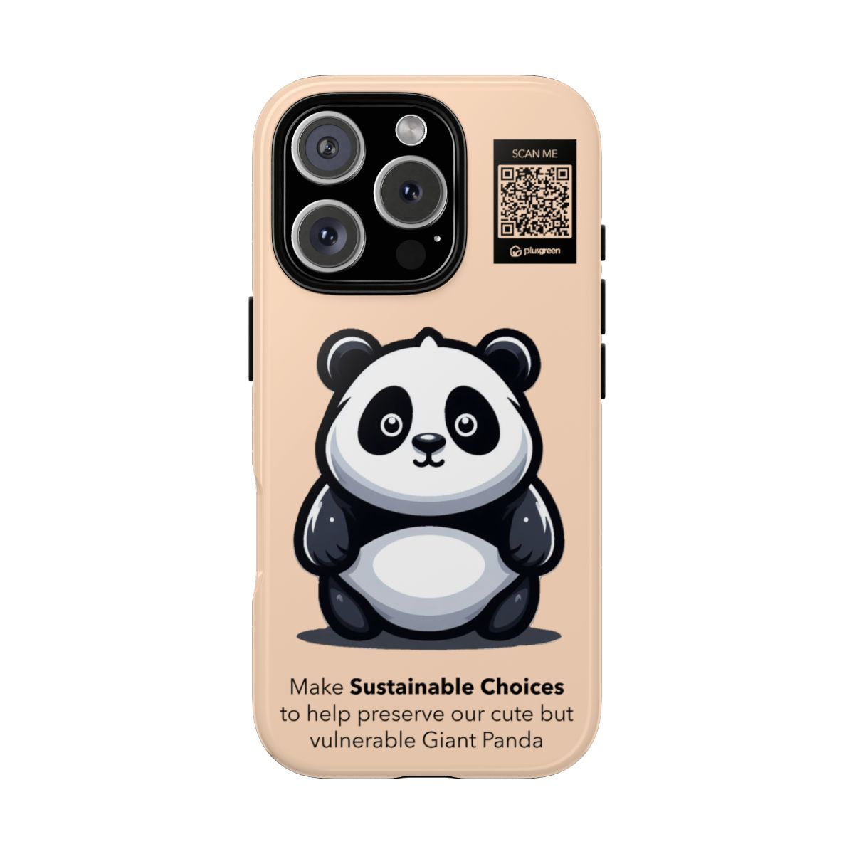 Giant Panda Phone Case (Tough, Peach Cream), Finishes: Glossy, Phone models: iPhone 16 Pro