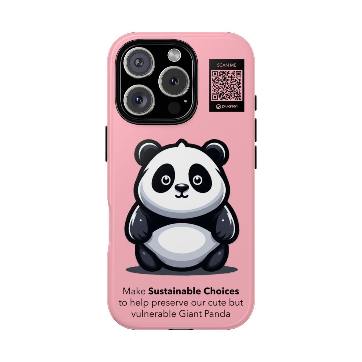 Giant Panda Phone Case (Tough, Soft Pink), Finishes: Glossy, Phone models: iPhone 16 Pro
