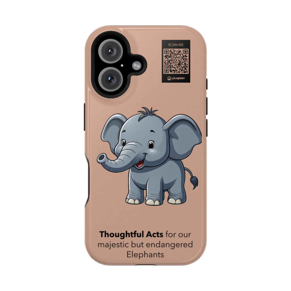 Elephant Phone Case - MagSafe® compatible (Tough, Pale Taupe), Surfaces: Glossy, Phone models: iPhone 16