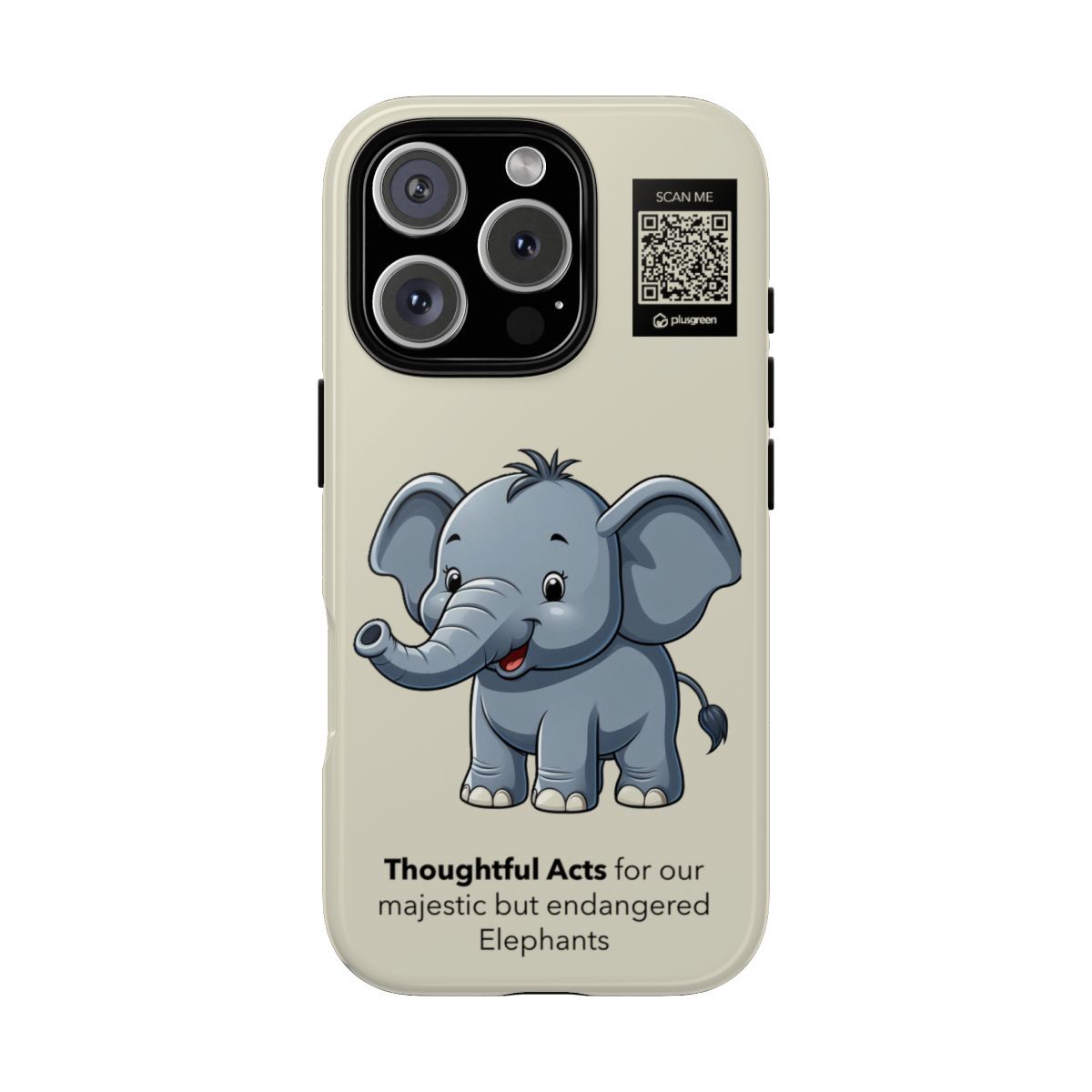 Elephant Phone Case (Tough, Light Beige), Finishes: Glossy, Phone models: iPhone 16 Pro
