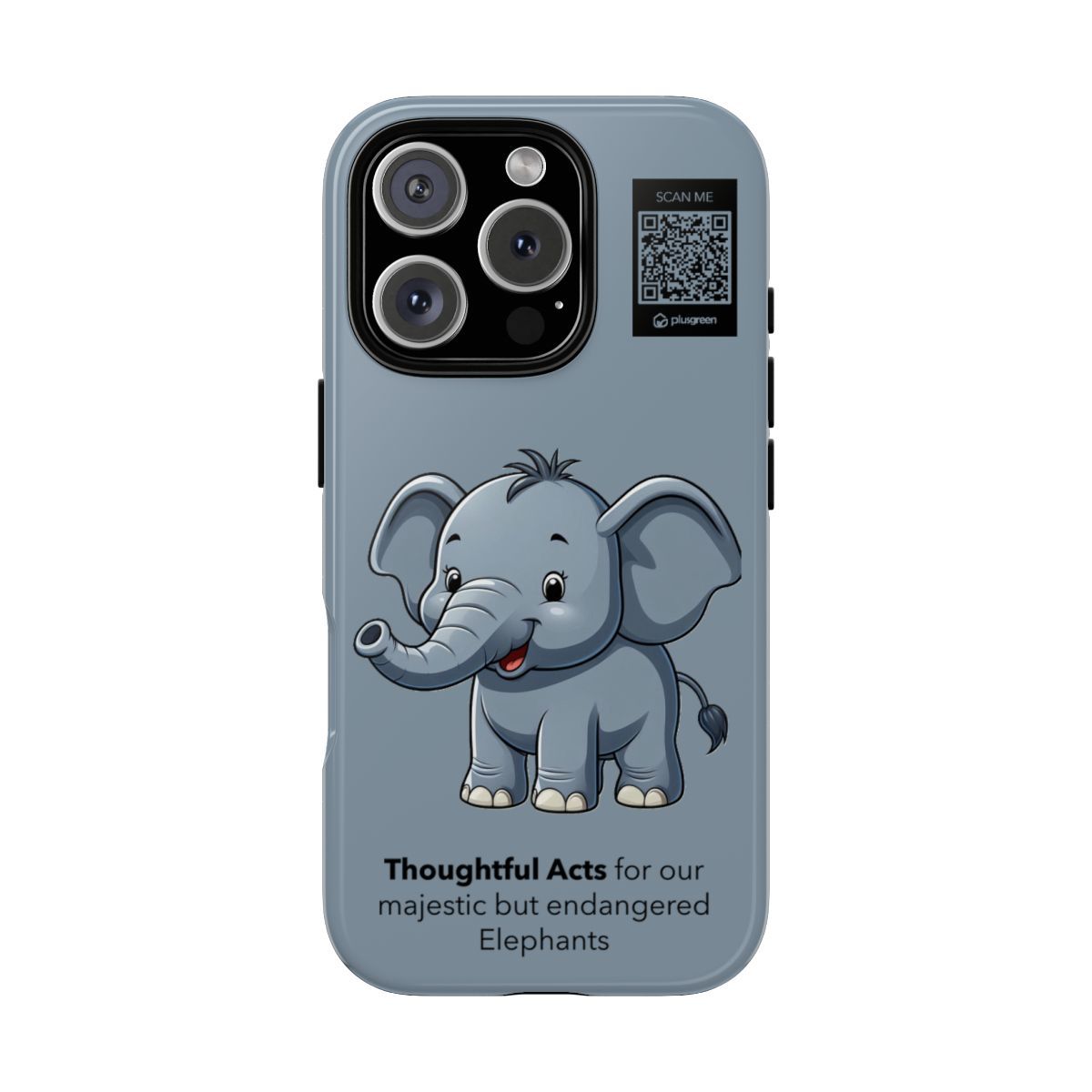 Elephant Phone Case (Tough, Grayish Blue), Finishes: Glossy, Phone models: iPhone 16 Pro