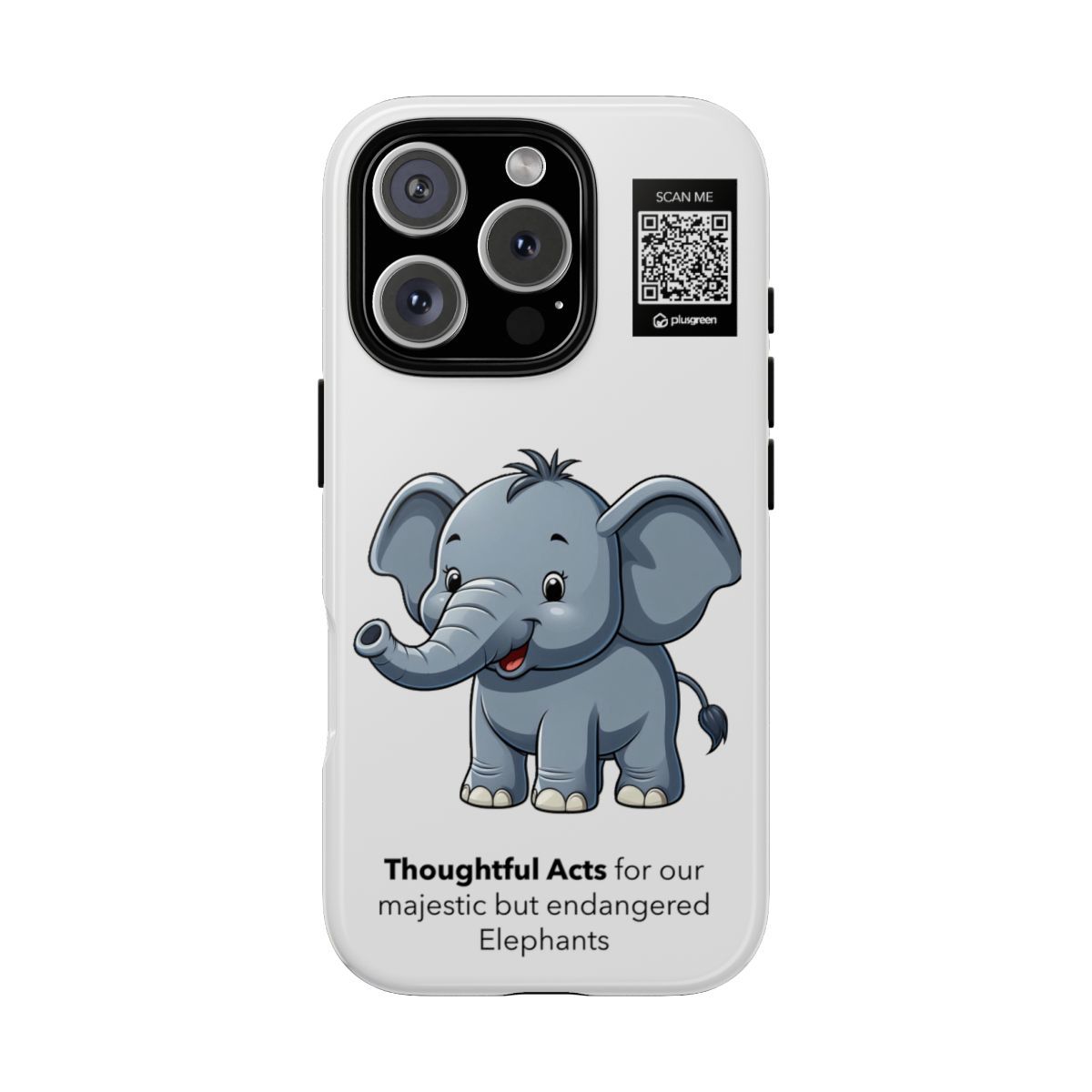 Elephant Phone Case (Tough, Snow), Finishes: Glossy, Phone models: iPhone 16 Pro