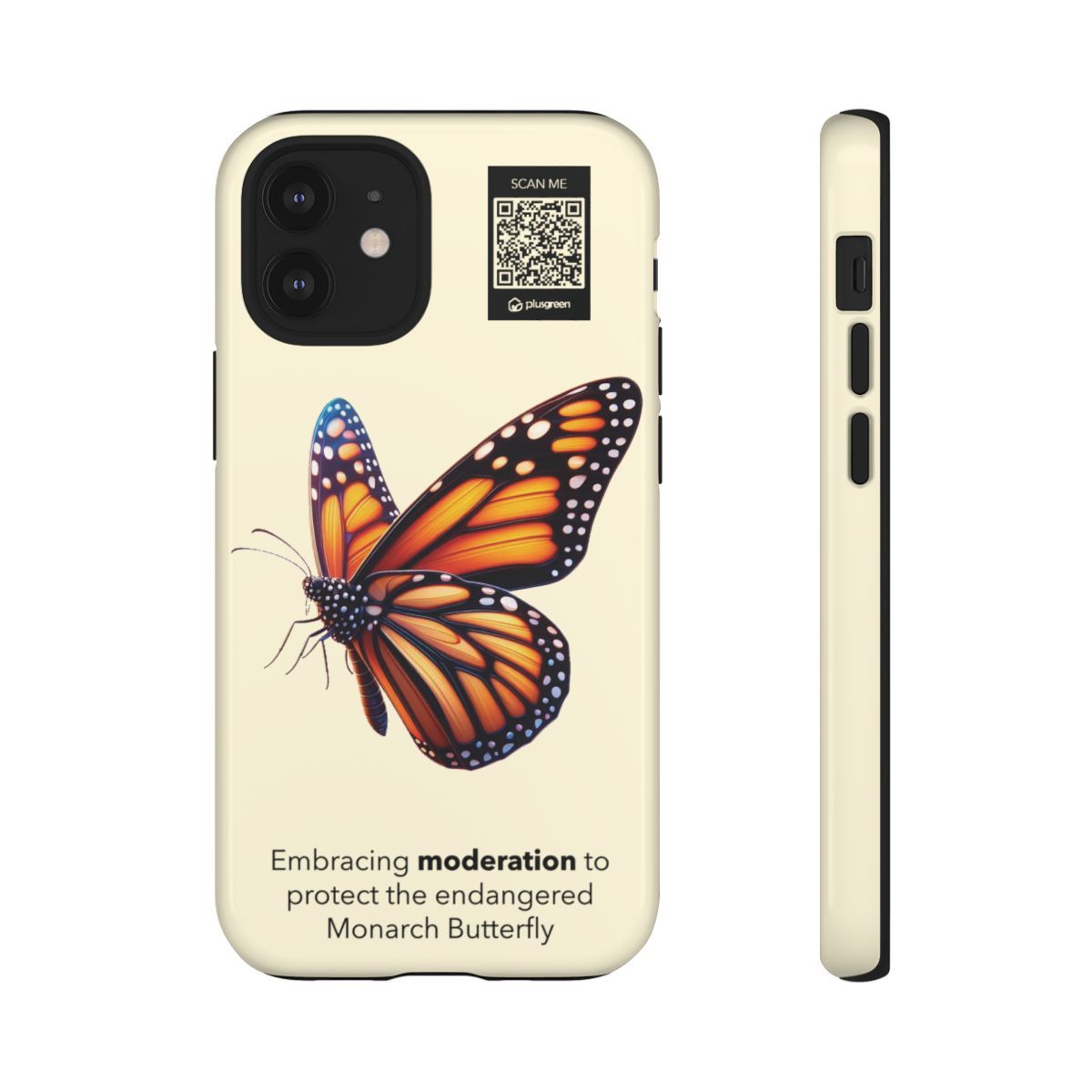 Monarch Butterfly Phone Case (Tough, Light Beige)