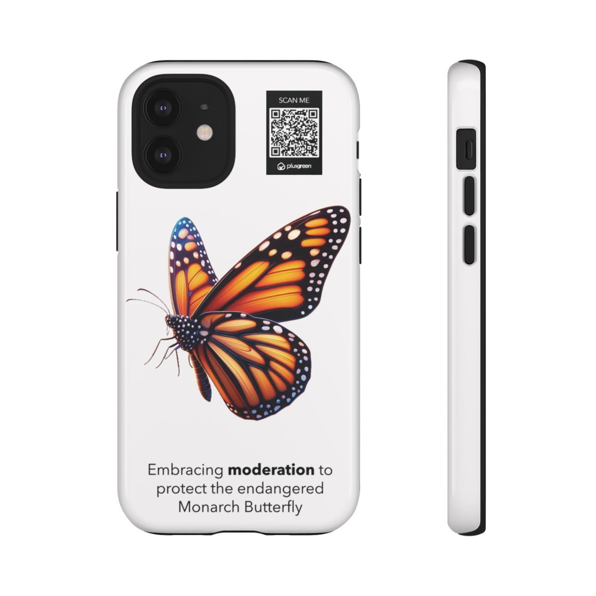 Monarch Butterfly Phone Case (Tough, light grey)