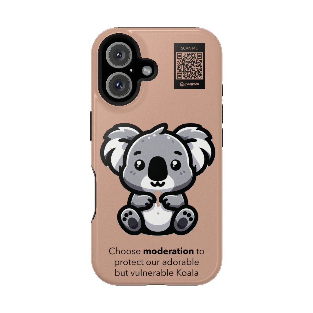 Koala Phone Case - MagSafe® compatible (Tough, Pale Taupe), Surfaces: Glossy, Phone models: iPhone 16