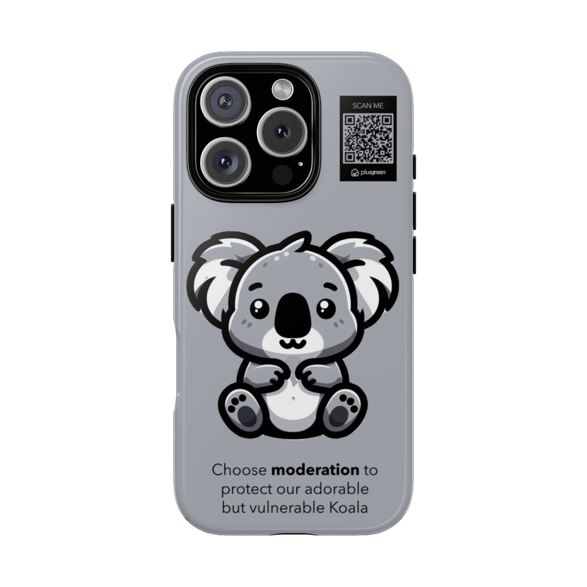 Koala Phone Case (Tough, Philippine Silver), Finishes: Glossy, Phone models: iPhone 16 Pro