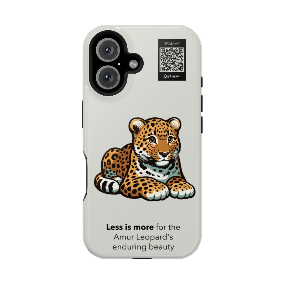 Amur Leopard Phone Case - MagSafe® compatible (Tough, Moon Mist), Surfaces: Glossy, Phone models: iPhone 16