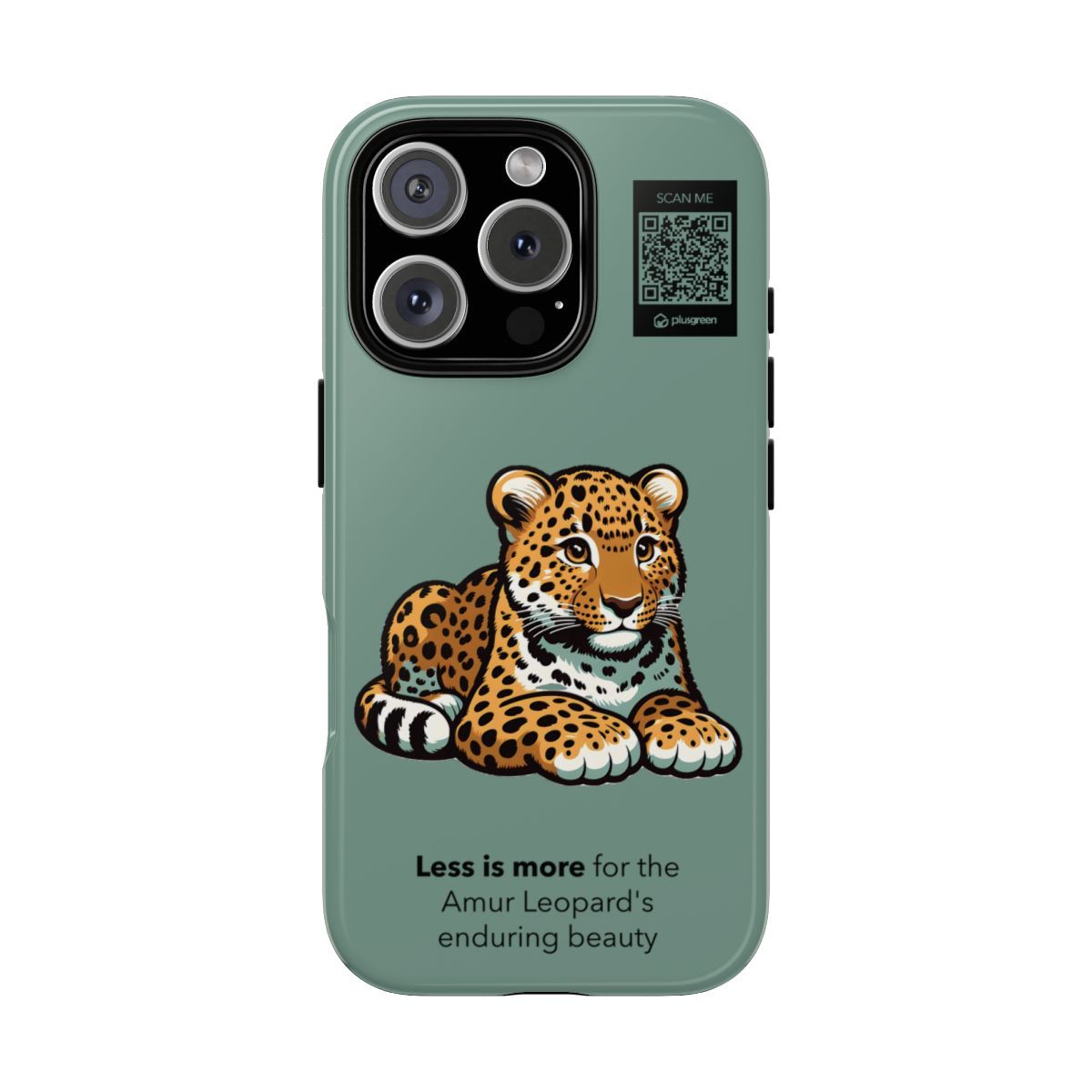 Amur Leopard Phone Case (Tough, Grullo), Finishes: Glossy, Phone models: iPhone 16 Pro