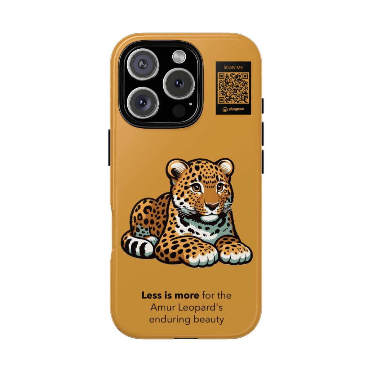 Amur Leopard Phone Case (Tough, Amber), Finishes: Glossy, Phone models: iPhone 16 Pro