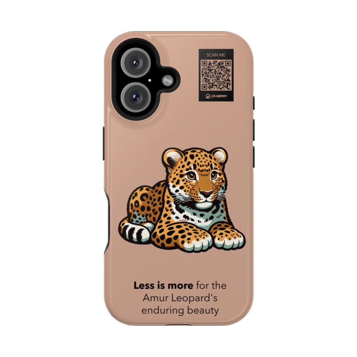 Amur Leopard Phone Case - MagSafe® compatible (Tough, Pale Taupe), Surfaces: Glossy, Phone models: iPhone 16
