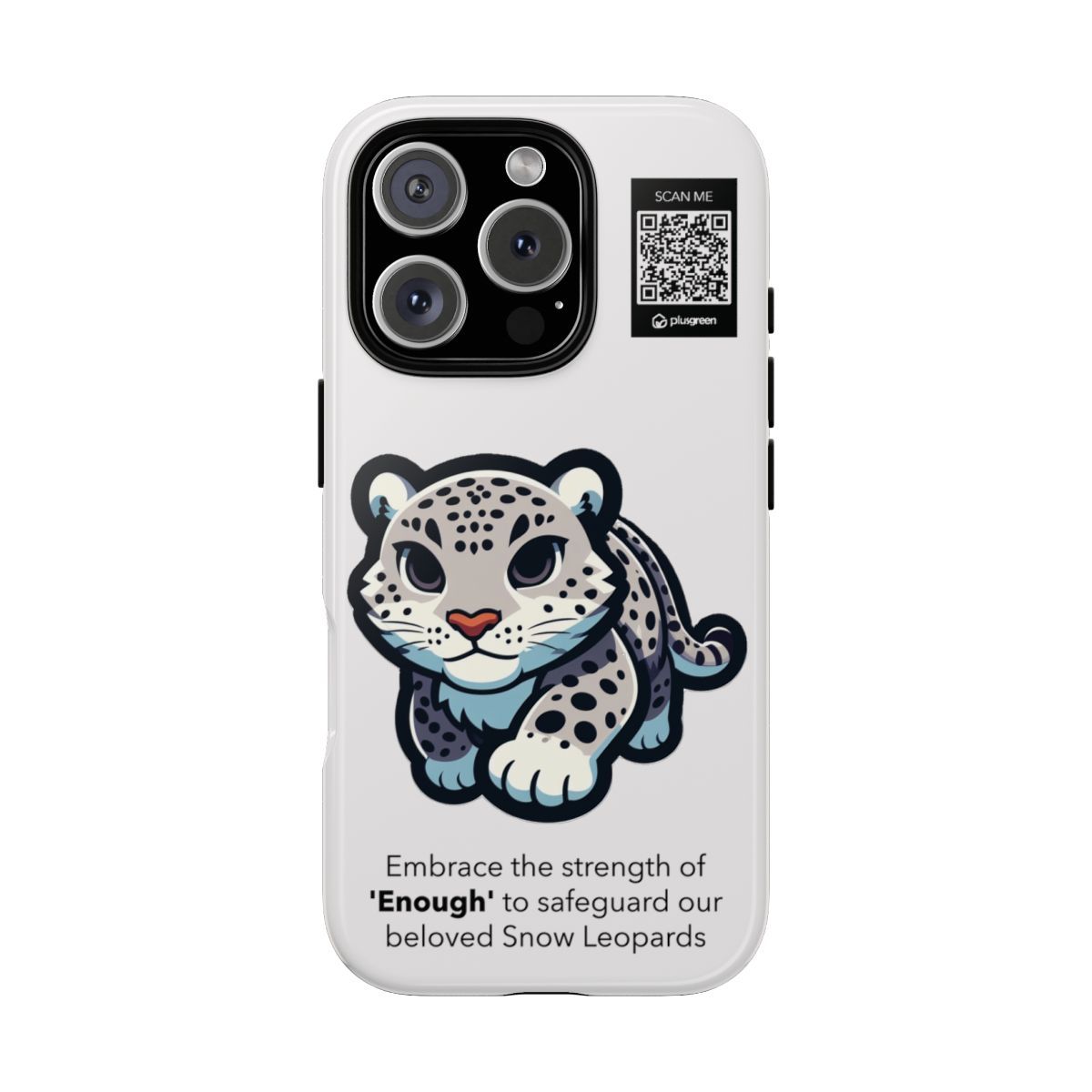 Snow Leopard Phone Case (Tough, Snow), Finishes: Glossy, Phone models: iPhone 16 Pro