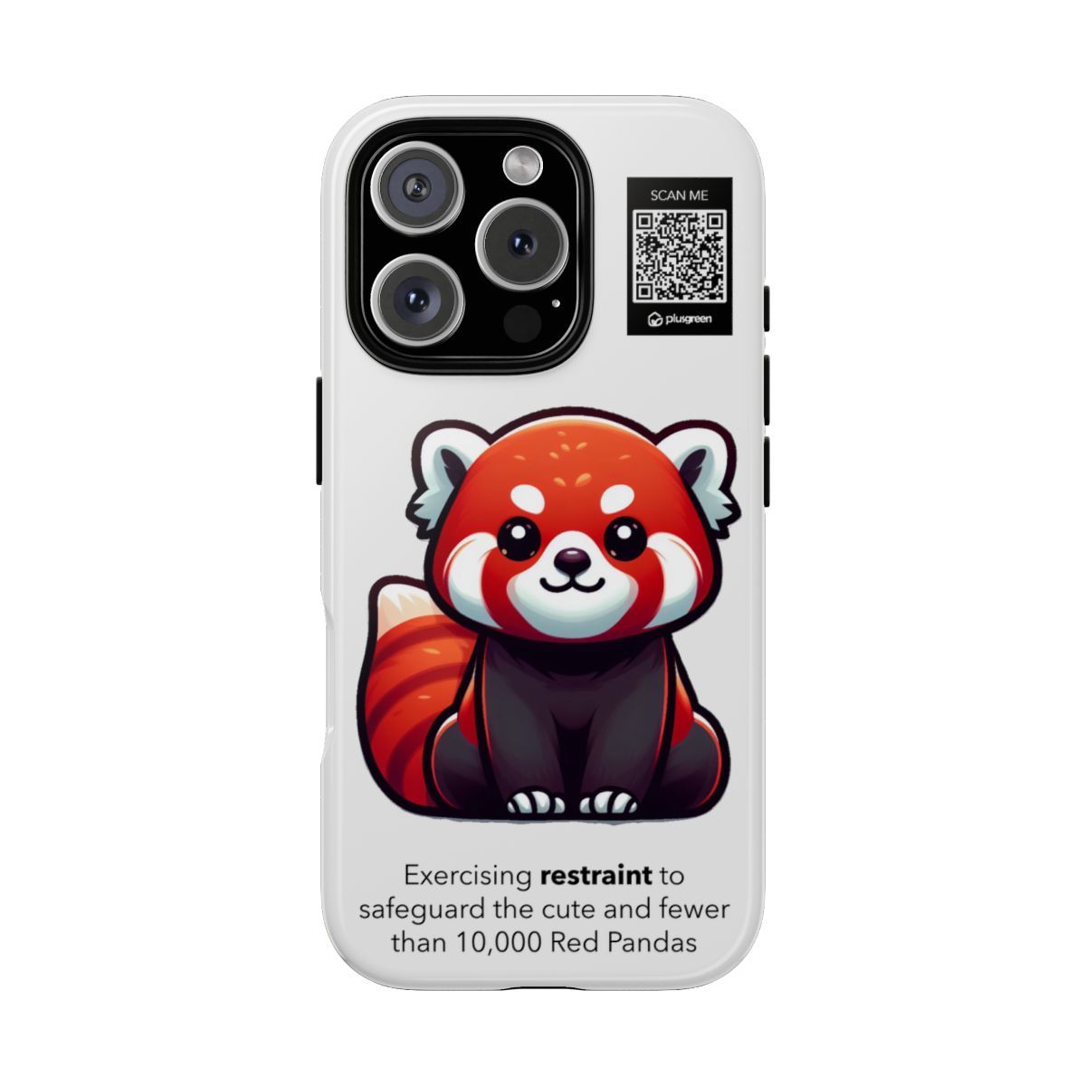 Red Panda Phone Case (Tough, Snow), Finishes: Glossy, Phone models: iPhone 16 Pro