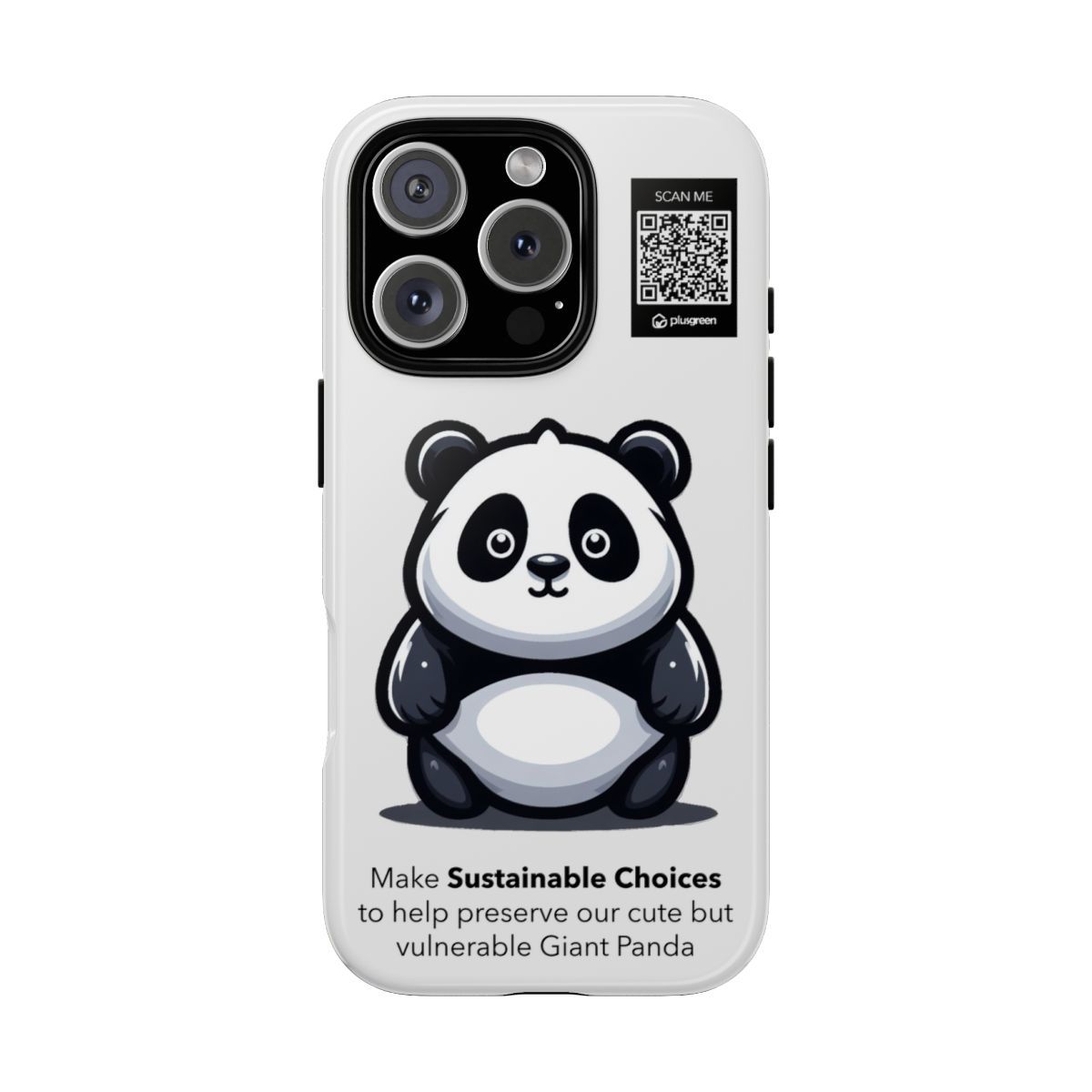 Giant Panda Phone Case (Tough, Snow), Finishes: Glossy, Phone models: iPhone 16 Pro