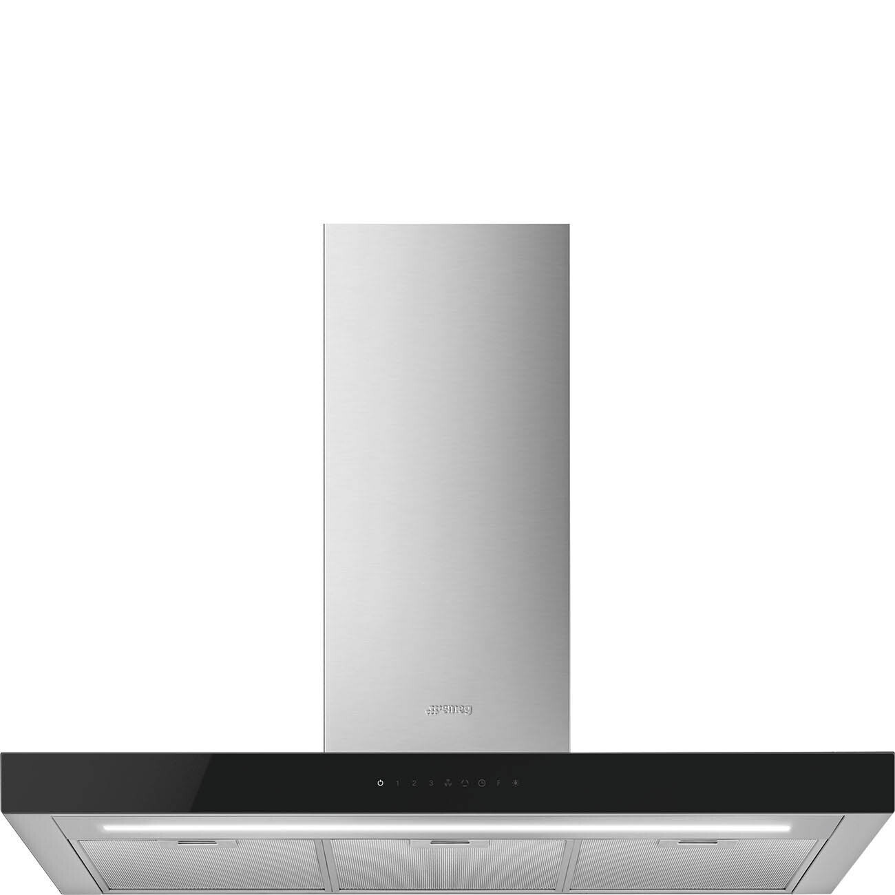 Smeg Wall Hood 90 cm Stainless Steel Black Glass