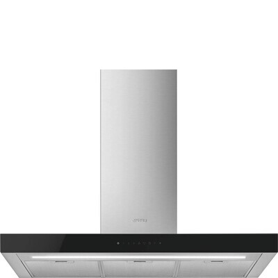 Smeg Wall Hood 90 cm Stainless Steel Black Glass