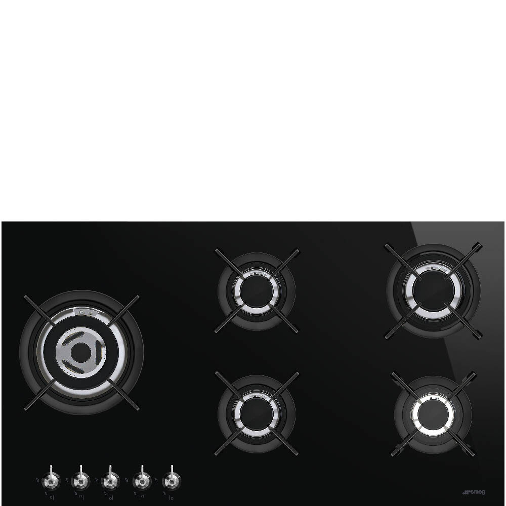 Smeg Gas Hob Ceramic Black Glass 90 cm