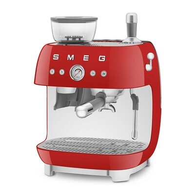 Espresso Coffee Machine with Grinder Red