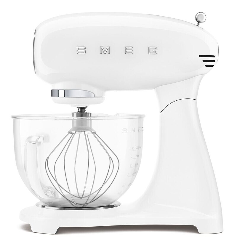 Smeg Stand Mixer Full White with Glass Bowl