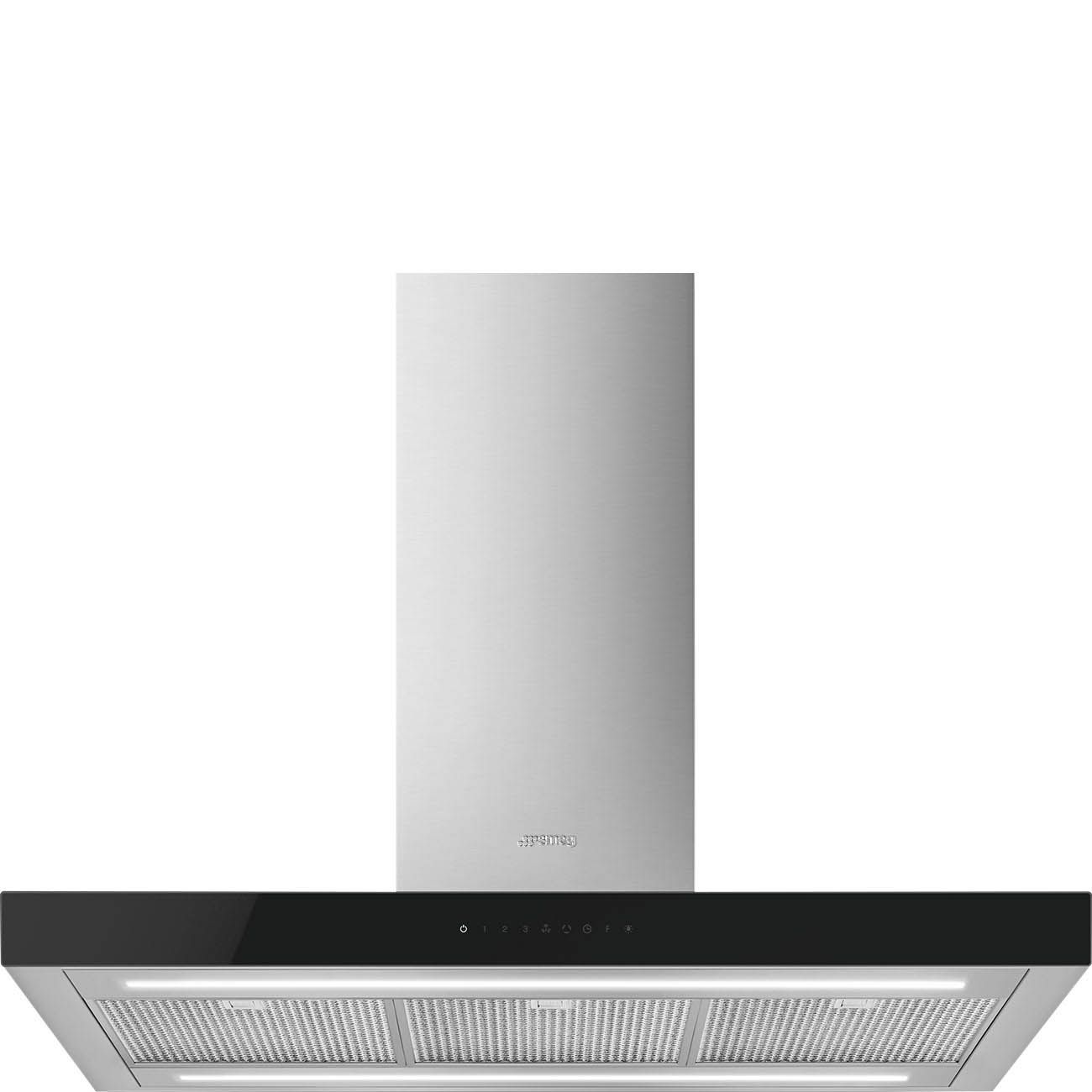 Smeg Island Hood 90 cm Stainless Steel Black Glass