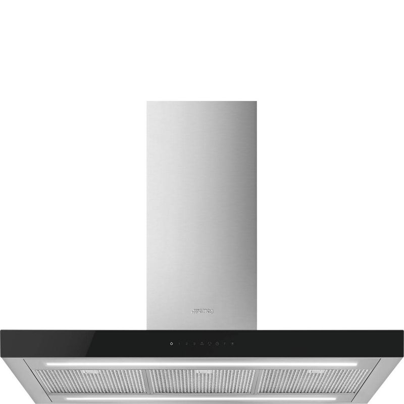 Smeg Island Hood 90 cm Stainless Steel Black Glass
