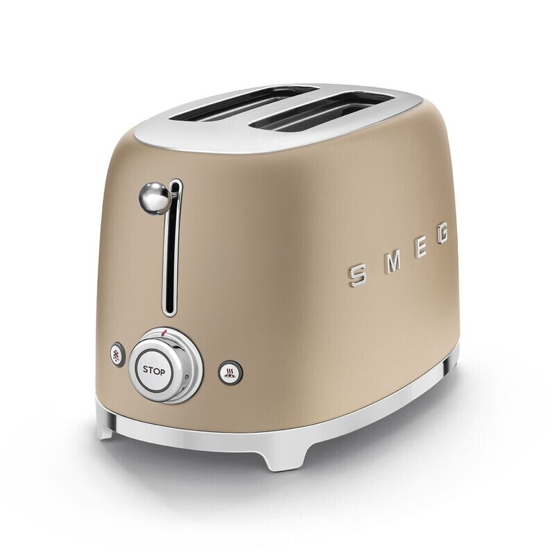 Smeg 2 Slice Toaster Champagne Matt