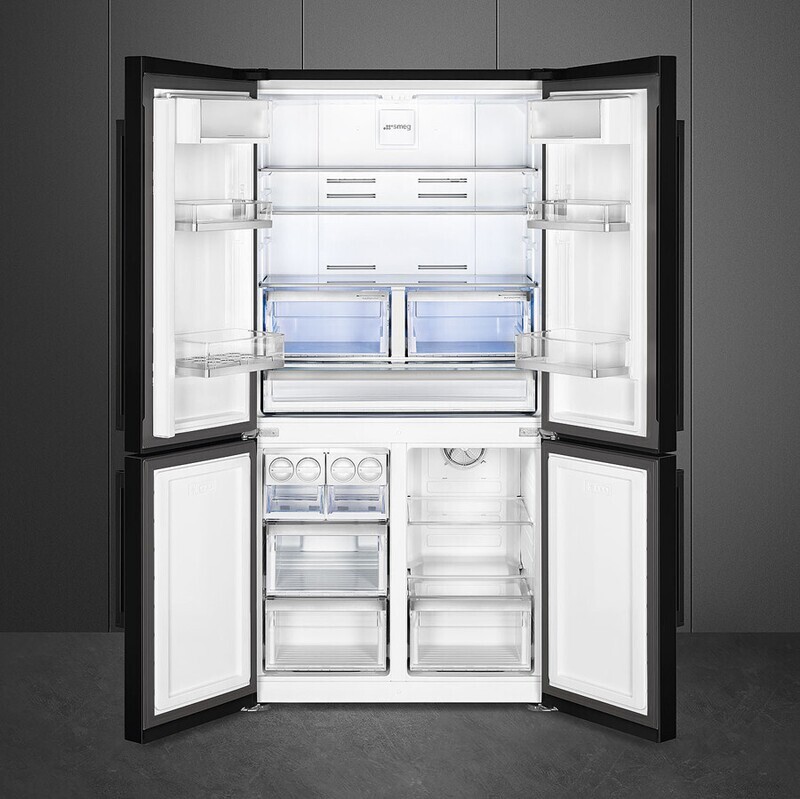 Smeg 4-Door Refrigerator Free-Standing Black 90 cm