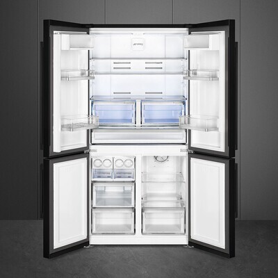 Smeg 4-Door Refrigerator Free-Standing Black 90 cm