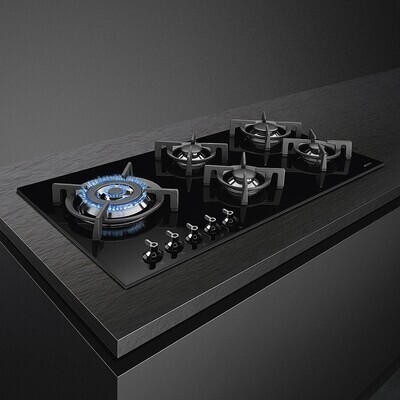 Smeg Gas Hob Ceramic Black Glass 90 cm