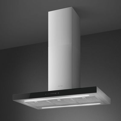 Smeg Island Hood 90 cm Stainless Steel Black Glass